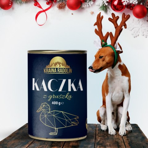 Kraina Radolin Kaczka z gruszką 400g 80% mięsa dla psów alergików z nadwrażliwością pokarmową puszka karma mokra Kraina Radolin Kaczka z gruszką 400g 80% mięsa dla psów alergików z nadwrażliwością pokarmową puszka karma mokra