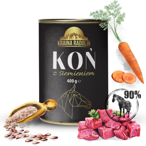 Kraina Radolin Koń i siemię lniane 400g 90% mięsa dla alergików z nadwrażliwością pokarmową Kraina Radolin Koń i siemię lniane 400g 90% mięsa dla alergików z nadwrażliwością pokarmową